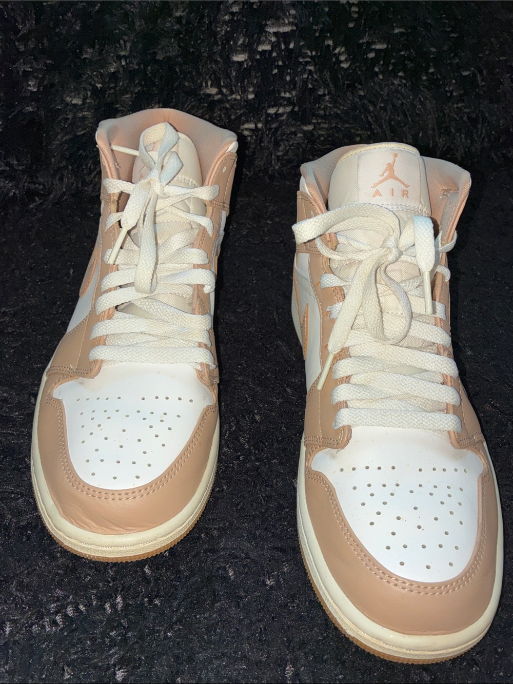 Nike Air Jordan 1 Mid - White and Beige/Tan